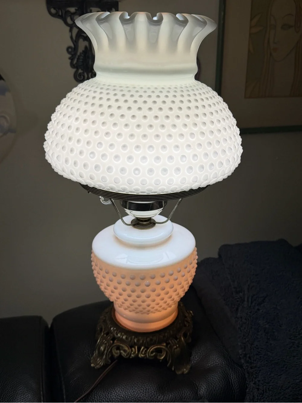 Vintage White Milk Glass Hobnail 